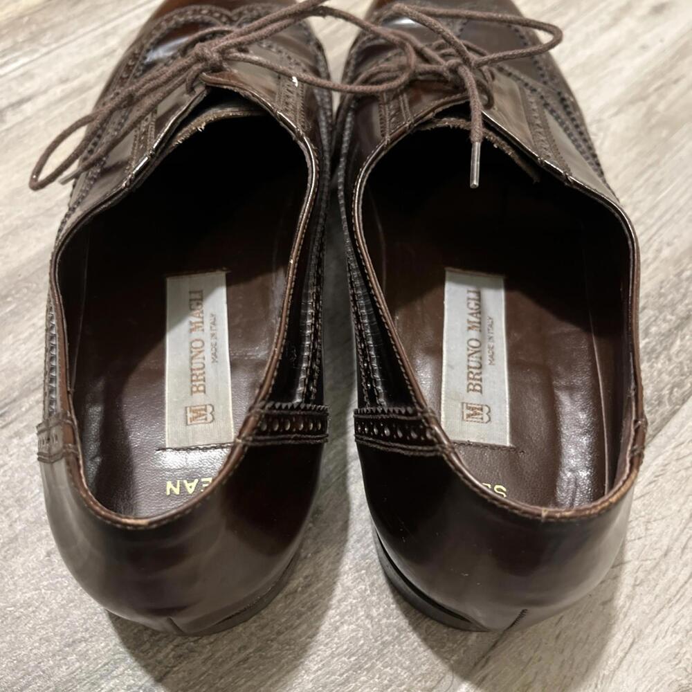 GORGEOUS BRUNO MAGLI BURGUNDY WINGTIP OXFORD MENS SHOES SIZE 10M HANDMADE ITALY - Picture 11 of 12
